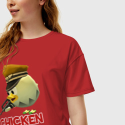 Женская футболка хлопок Oversize Chicken Gun logo - фото 2