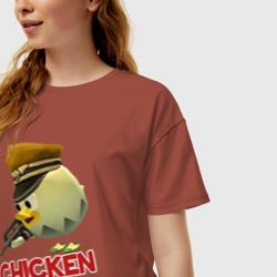 Женская футболка хлопок Oversize Chicken Gun logo - фото 2