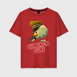 Женская футболка хлопок Oversize Chicken Gun logo