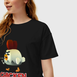 Женская футболка хлопок Oversize Chicken Gun chick - фото 2