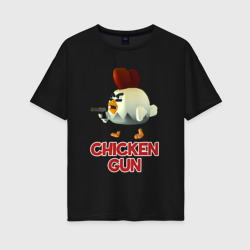 Женская футболка хлопок Oversize Chicken Gun chick