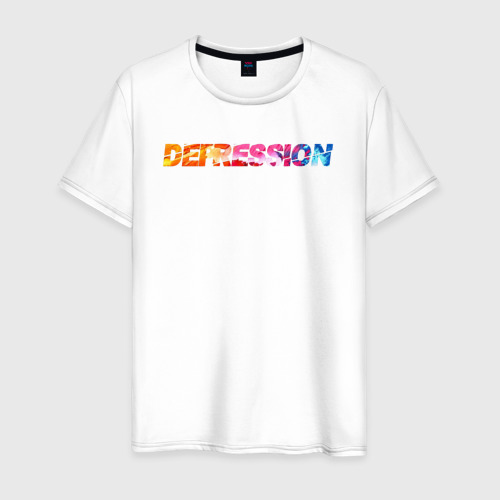Мужская футболка из хлопка с принтом Depression, вид спереди №1