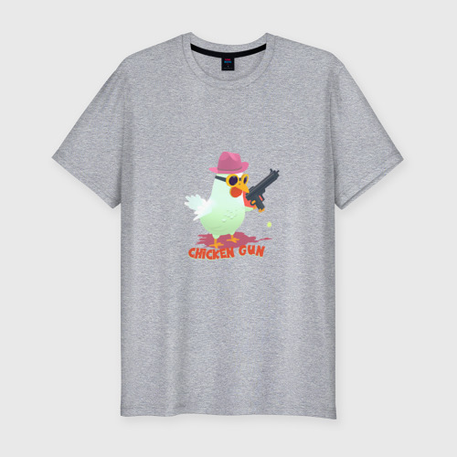 Мужская футболка хлопок Slim с принтом Цыпленок с пушкой, вид спереди #2