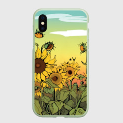 Чехол для iPhone XS Max матовый Поле подсолнухов