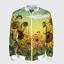Мужской бомбер 3D Поле подсолнухов