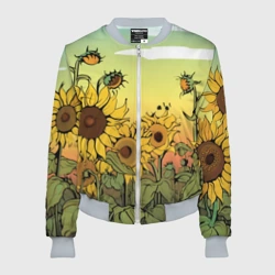 Женский бомбер 3D Поле подсолнухов