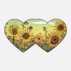Деревянная игрушка Двойное сердце Поле подсолнухов