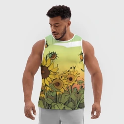 Мужская спортивная майка 3D Поле подсолнухов - фото 2