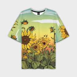 Мужская футболка oversize 3D Поле подсолнухов