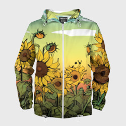 Мужская ветровка 3D Поле подсолнухов
