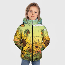 Зимняя куртка для мальчиков 3D Поле подсолнухов - фото 2