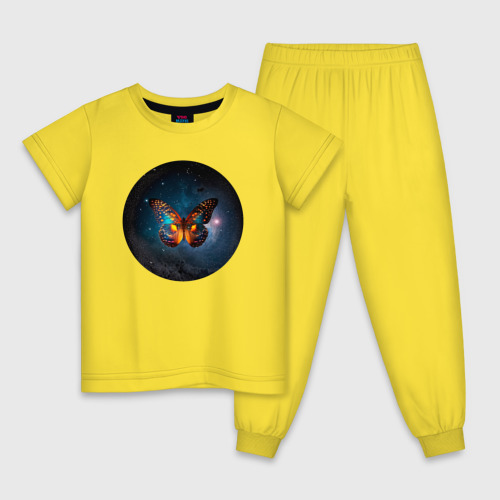 Детская пижама хлопок с принтом Магическая бабочка, вид спереди #2