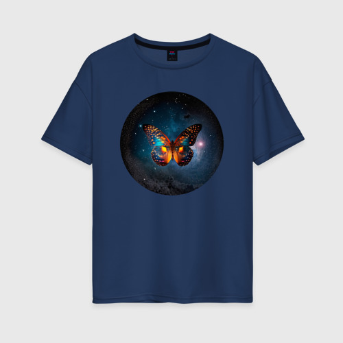 Женская футболка хлопок Oversize с принтом Магическая бабочка, вид спереди #2