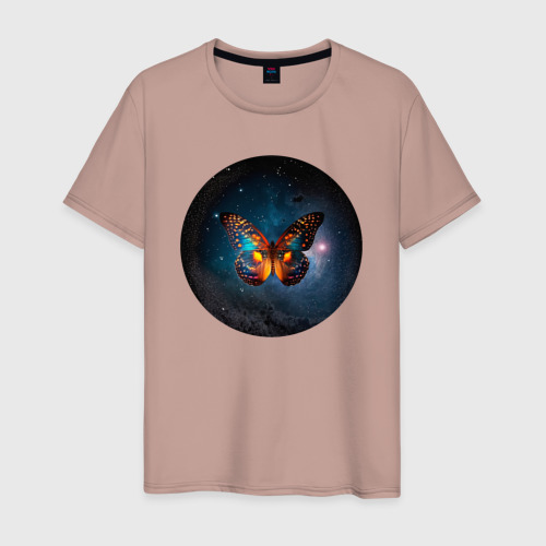 Мужская футболка хлопок с принтом Магическая бабочка, вид спереди #2