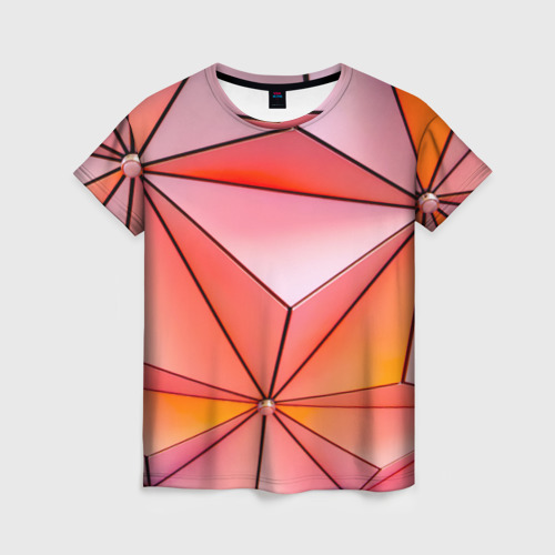 Женская футболка 3D с принтом Розовый обман зрения, вид спереди #2
