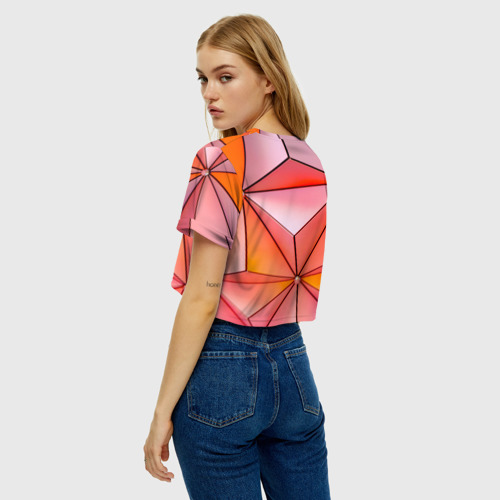 Женская футболка Crop-top 3D Розовый обман зрения, цвет 3D печать - фото 5