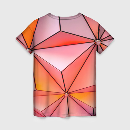 Женская футболка 3D с принтом Розовый обман зрения, вид сзади #1