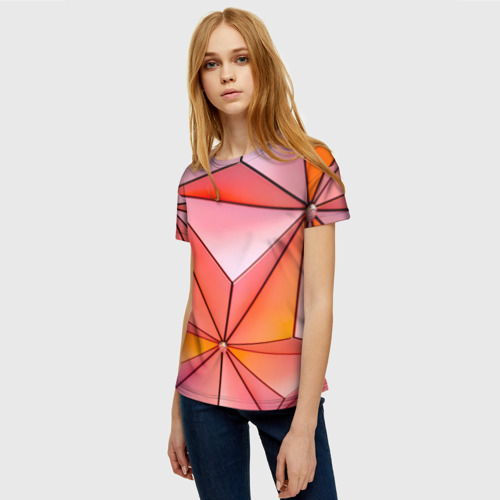 Женская футболка 3D с принтом Розовый обман зрения, фото на моделе #1