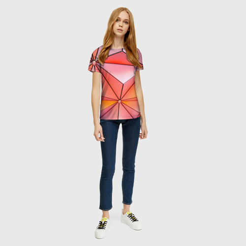 Женская футболка 3D с принтом Розовый обман зрения, вид сбоку #3