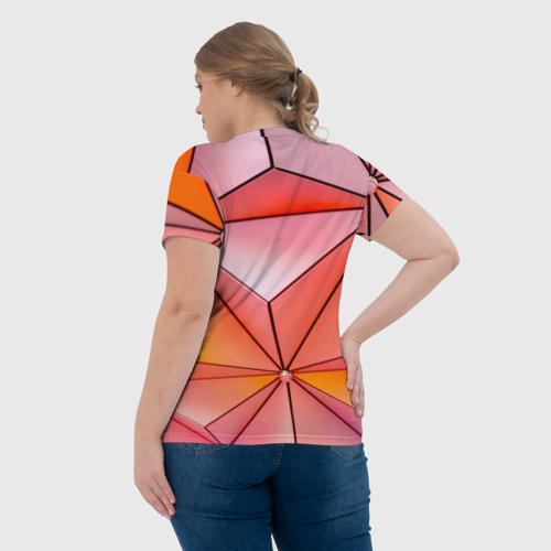 Женская футболка 3D с принтом Розовый обман зрения, вид сзади #2