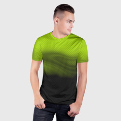 Мужская футболка 3D Slim Зелено-черный дым - Хуф и Ся - фото 2