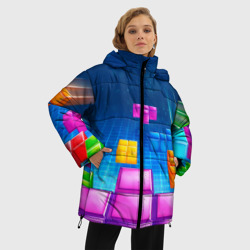 Женская зимняя куртка Oversize Падающие сверху блоки тетриса - фото 2