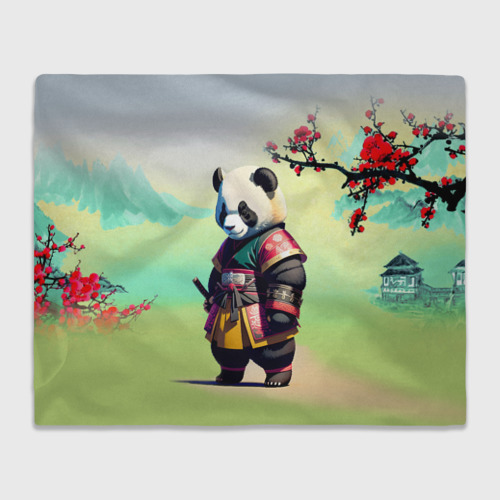 Плед 3D Панда-самурай - цветущая сакура, цвет 3D (велсофт)