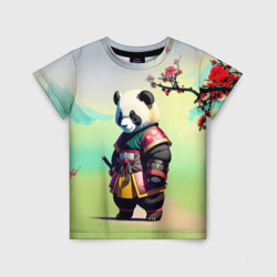 Детская футболка 3D Панда-самурай - цветущая сакура