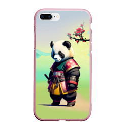 Чехол для iPhone 7Plus/8 Plus матовый Панда-самурай - цветущая сакура