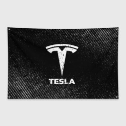 Флаг-баннер Tesla с потертостями на темном фоне