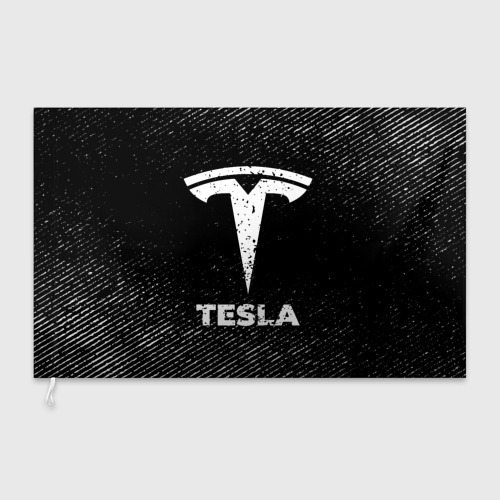 Флаг 3D Tesla с потертостями на темном фоне - фото 3