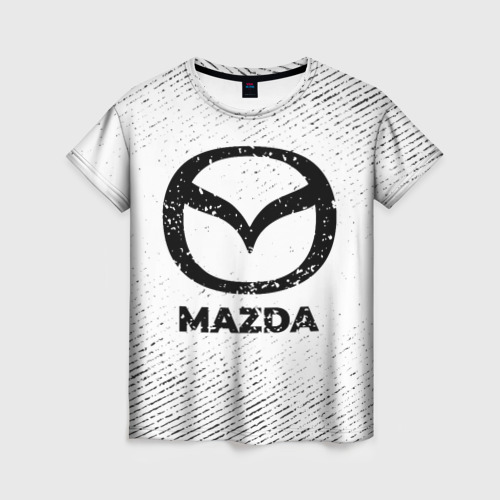 Женская футболка 3D Mazda с потертостями на светлом фоне, цвет 3D печать