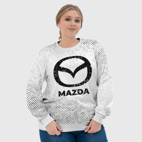 Женский свитшот 3D Mazda с потертостями на светлом фоне, цвет 3D печать - фото 6