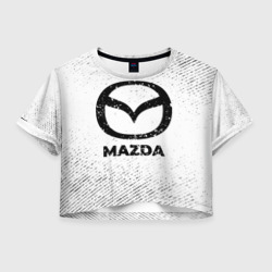 Женская футболка Crop-top 3D Mazda с потертостями на светлом фоне