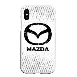 Чехол для iPhone XS Max матовый Mazda с потертостями на светлом фоне