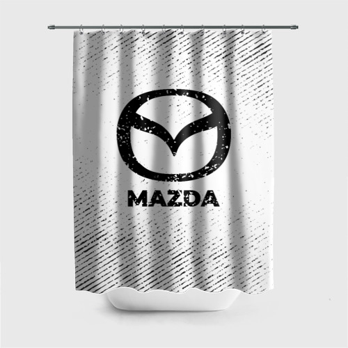 Штора 3D для ванной Mazda с потертостями на светлом фоне