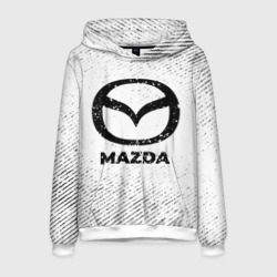 Мужская толстовка 3D Mazda с потертостями на светлом фоне