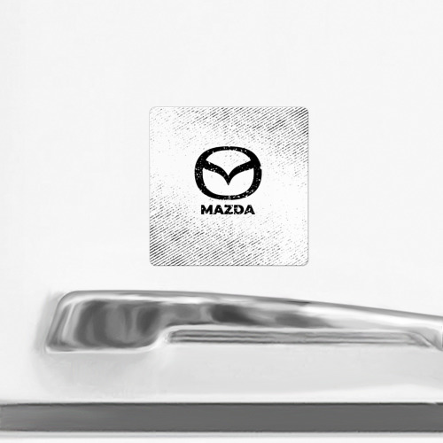 Магнит виниловый Квадрат Mazda с потертостями на светлом фоне - фото 2