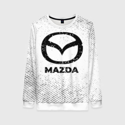 Женский свитшот 3D Mazda с потертостями на светлом фоне