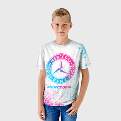 Детская футболка 3D Mercedes neon gradient style - фото 2
