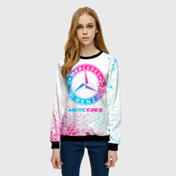 Женский свитшот 3D Mercedes neon gradient style - фото 2