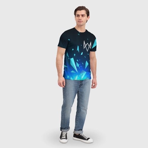 Мужская футболка 3D с принтом Watch Dogs взрыв частиц, вид сбоку #3