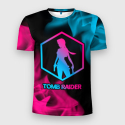 Мужская футболка 3D Slim Tomb Raider - neon gradient