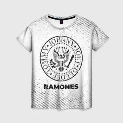 Женская футболка 3D Ramones с потертостями на светлом фоне