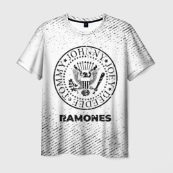 Мужская футболка 3D Ramones с потертостями на светлом фоне