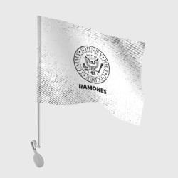 Флаг для автомобиля Ramones с потертостями на светлом фоне