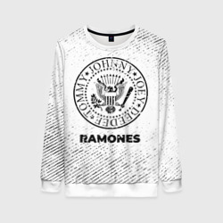 Женский свитшот 3D Ramones с потертостями на светлом фоне