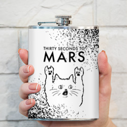 Фляга Thirty Seconds to Mars рок кот на светлом фоне - фото 2