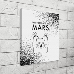 Холст квадратный Thirty Seconds to Mars рок кот на светлом фоне - фото 2