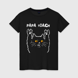 Женская футболка хлопок Papa Roach rock cat